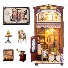 Kit de livro de madeira Lycidae DIY Café com luz LED