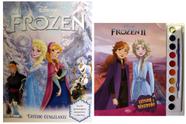 Kit de livros infantis: coleção disney aquarela frozen 2 + disney frozen estudio congelante- Crianças 4+ Anos