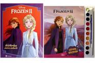 Kit de livros infantis: coleção disney aquarela frozen 2 + Frozen 2 historias para colorir- Crianças 4+ Anos