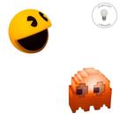 Kit de Luminárias Usare Pac Man + 1 Fantasma Fantasminha com Lâmpadas LED Game Retrô Nerd Geek