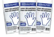 Kit de Luvas Descartáveis Plástica uso Doméstico com 03 Pacotes com 100 unidades cada