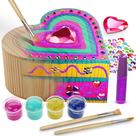 Kit de madeira para crianças Heart Treasure Box Pretty Me com materiais de arte