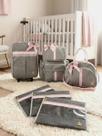 kit de mala maternidade de rodinhas mochila bolsa lateral cinza rosa e saquinhos organizadores