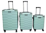 Kit De Malas Village 3 Peças Abs Luxo 4 Rodas Tsa Unisex Verde Claro