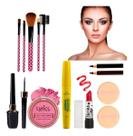 Kit De Maquiagem Blush Batom Esponja Lápis E Pincel Rímel