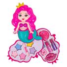 Kit De Maquiagem Estojo Duplo Sereia Criança Menina Infantil Portátil Com Gloss Sombra