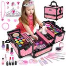 Kit de Maquiagem Hollyhi 62 Peças para Meninas (3 a 12 anos) - Estojo Rosa