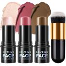 Kit de maquiagem Lezero Cream Contour Stick com iluminador, blush e bronzeador