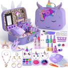 Kit de maquiagem Massiuve Kids 2 em 1 lavável com estojo de unicórnio 3-12G