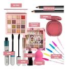Kit De Maquiagem Paleta De Sombra Rímel Esponja Batom Blush