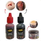 Kit de Maquiagem Terror Fake Halloween Zumbi Queimadura