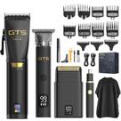 Kit de Máquinas de Cortar Cabelo GTS PRO 4 em 1 sem Fio com Display LED