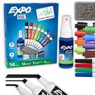 Kit de marcadores apagáveis a seco EXPO Fine/Chisel Tip, 14 unidades