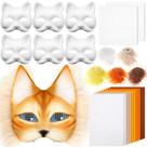 Kit de máscara Therian Seenelling DIY Máscara de gato em branco com tecido de feltro
