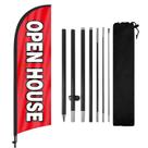Kit de mastro para bandeira de open house FSFLAG 2,4 m com estaca para solo