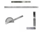 Kit De Medição Escala Regua De Inox Esquadro Transferidor