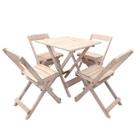 Kit De Mesa Dobrável Com 4 Cadeiras Madeira Maciça Natural Cru Kit De Mesa Dobrável Com 4 Cadeiras Madeira Maciça Natural Cru