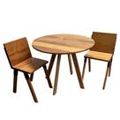Kit de Mesa Eiffel Industrial 90 Cm com 2 Cadeiras Detroit Madeira Maciça Natural e Ferro Preto