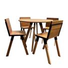 Kit de Mesa Eiffel Industrial 90 Cm com 4 Cadeiras Detroit Madeira Maciça Natural e Ferro Preto