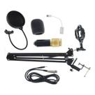 Kit de microfone condensador com braço antipop e capa de espuma