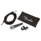 Kit de microfone Fender P-52S preto com suporte, cabo e bolsa