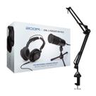 Kit de Microfone para Podcast Zoom ZDM-1 com Fones e Cabos de Microfone, Suporte de Braço Articulado para Microfone (2 Itens)
