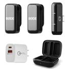 Kit de microfone sem fio Rode com bateria de 21h e carregador de 20W