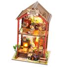 Kit de modelo de casa Magic Shack de madeira DIY com móveis e livros