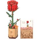 Kit de modelo DIY de quebra-cabeça 3D, flor de madeira, rosa vermelha, ROBOTIME