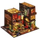 Kit de modelos QATMMkt DIY Miniature House Book Nook Hotel com LED
