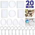 Kit De Moldes De Silicone Para Chaveiros DIY, 20 Peças, Ferramentas Para Artesanato Com Resina Epóxi