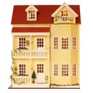 Kit de móveis de madeira em miniatura Dollhouse Spilay DIY com LED 1:24