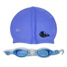 Kit De Natação Completo DM Splash Com Touca Siliconada Óculos Ajustável E Tampão De Ouvido Em Silicone E Estojo Para Armazenamento