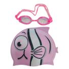 Kit De Natação Infantil Meninas E Meninos Leader Óculos Anti Embaçantes E Touca Silicone Peixinho
