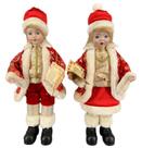 Kit de Natal Crianças Vermelho/Dourado Grande Musical 45cm