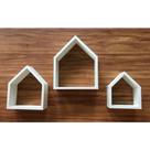 Kit De Nicho De Casinha 3 Peças Sem Fundo Mdf 15mm Brancotx