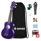 Kit de pacote inicial Ukulele Donner Soprano para iniciantes de 21 polegadas