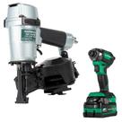 Kit de pacote Metabo HPT Pneumatic Roofing Nailer + 18V Impact Driver