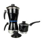 Kit de Panelas 3 em 1 Cuscuszeira Individua Cafeteira Italiana e Leiteira com Tampa Kit de Panelas 3 em 1 Cuscuszeira Individua Cafeteira Italiana e Leiteira com Tampa