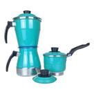 Kit de Panelas 3 em 1 Cuscuszeira Individua Cafeteira Italiana e Leiteira com Tampa