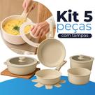 Kit De Panelas De Indução E Gás Revestimento Cerâmico Com Cabo Removível Super Luxo