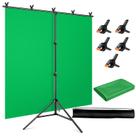 Kit de pano de fundo de tela verde YAYOYA 150 x 200 cm com suporte e bolsa