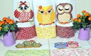 Kit de Pano de Prato Guardanado bordado Patchwork 5 peças