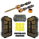 Kit de parafusos chipboard phillips + caixa organizadora + ponta bits magnética total 202 peças