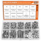 Kit de parafusos e porcas HELIFOUNER 210 peças em aço inoxidável 304 Kit de parafusos e porcas HELIFOUNER 210 peças em aço inoxidável 304
