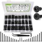 Kit de parafusos K Kwokker 2540 unidades de cabeça de botão M3 e cabeça plana preta