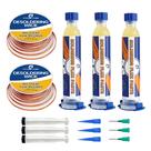 Kit de pasta de fluxo de solda e mecha de dessoldagem Essmetuin Kit de pasta de fluxo de solda e mecha de dessoldagem Essmetuin