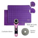 Kit de Patchwork Base De Corte A2 Placa de Mesa 60x45 Cortador Circular Rosa 45 + 1 Lamina Refil