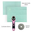 Kit de Patchwork Base De Corte A2 Placa de Mesa 60x45 Cortador Circular Rosa 45 + 1 Lamina Refil