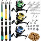 Kit De Pesca 3 Vara Telescópica 2,70M Com Molinete e Acessórios